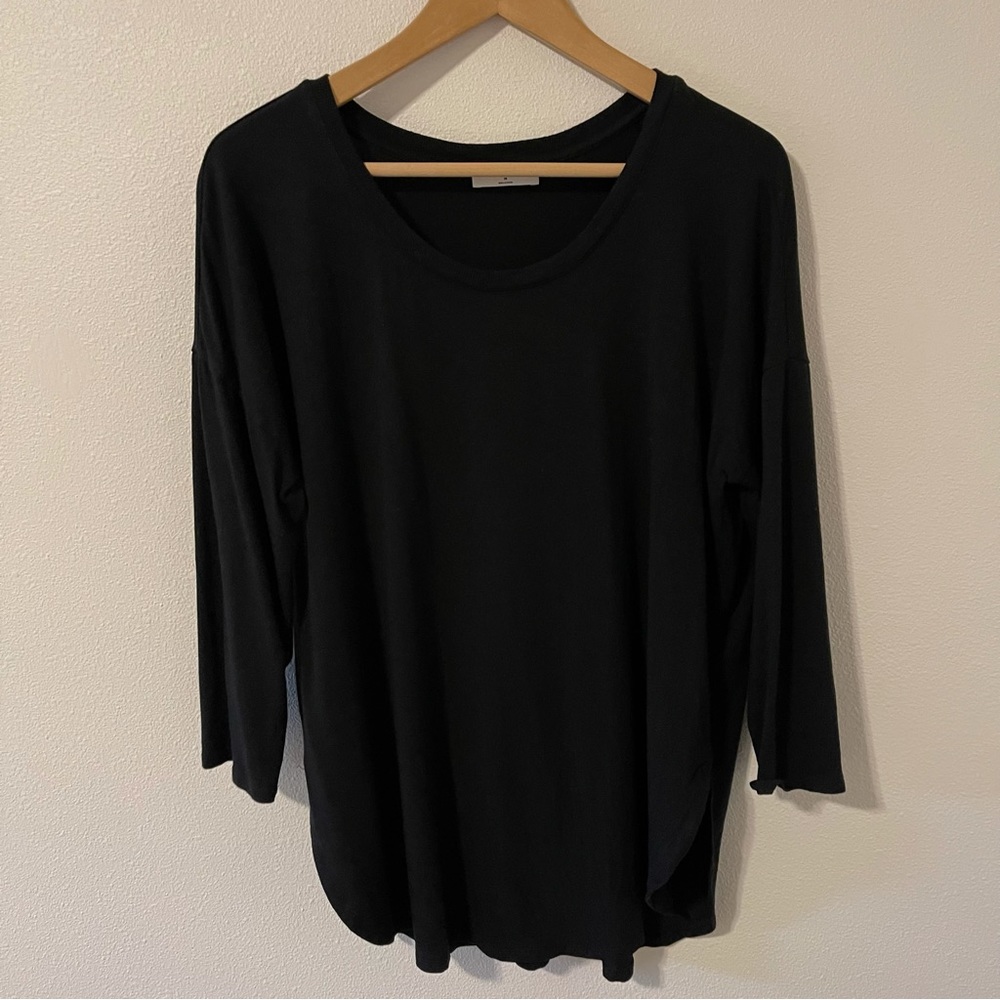 Aritzia Babaton Norris T-Shirt Black 3/4 Sleeve Stretch Jersey Loungewear-Medium